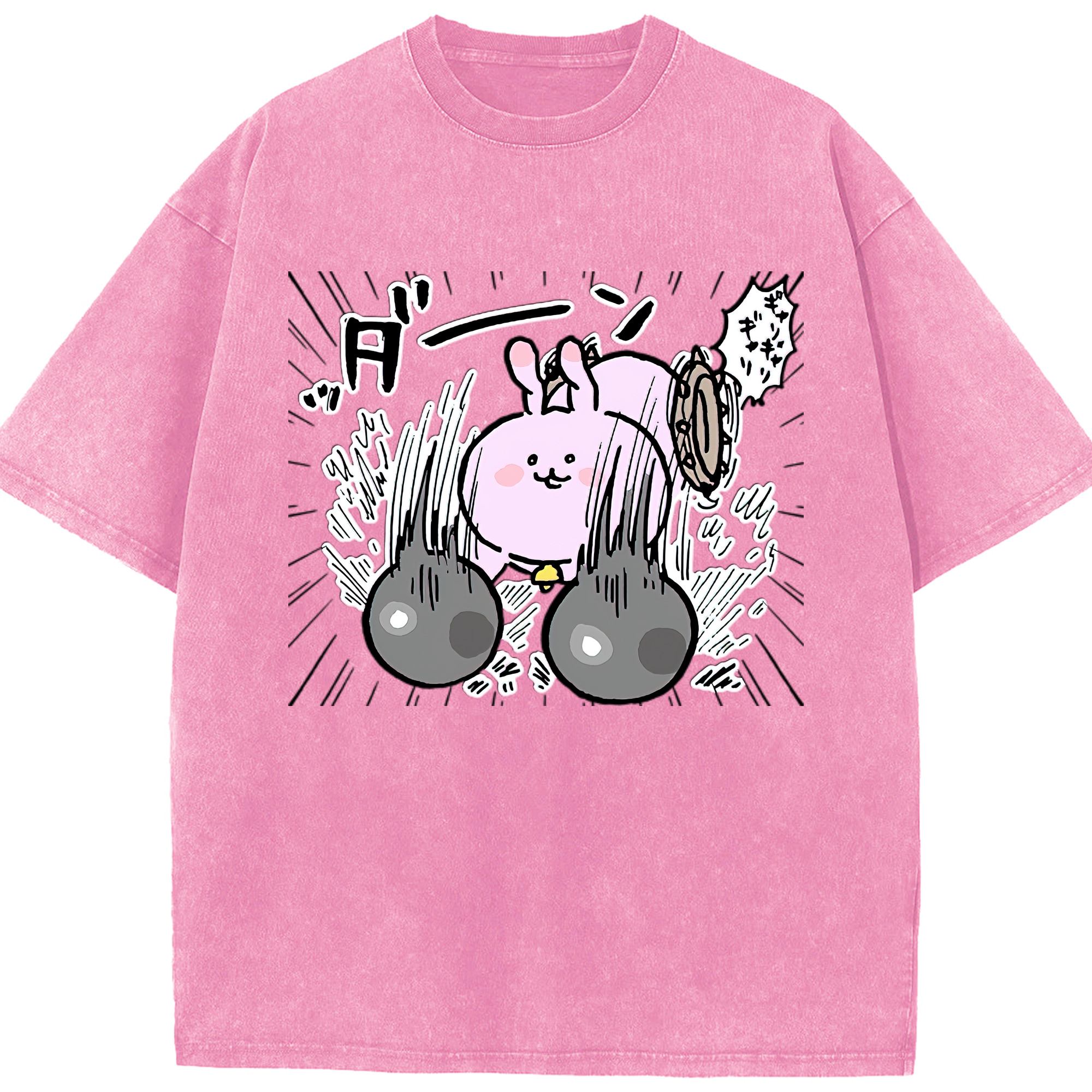（画像用） ちいかわ うさぎ Chii-kawa usagi 綿100% ヴィンテージ風 半袖Tシャツ（フロントプリント）